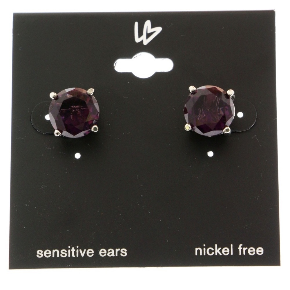 Bundle #2 pairs of jewel Round Crystal stud earrings ,Amethyst and Citron